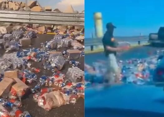 Decenas de cervezas derramadas en La Rumorosa